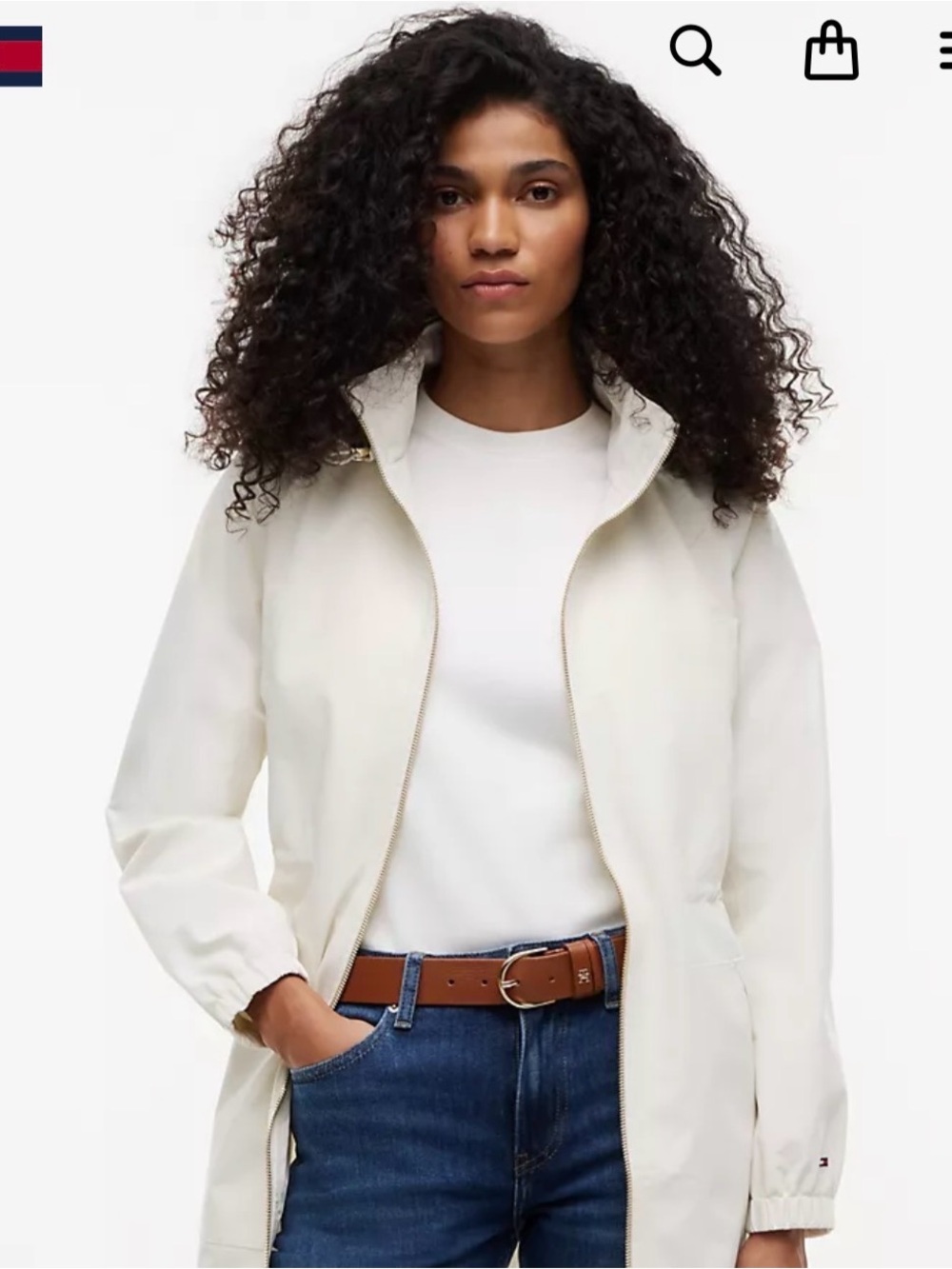 NWOT Tommy Hilfiger Cream Lightweight Zip-Front Trench Coat